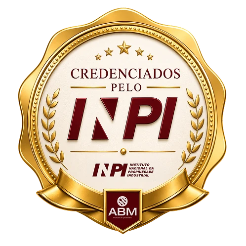 Selo dourado de credenciamento pelo INPI — Instituto Nacional da Propriedade Industrial